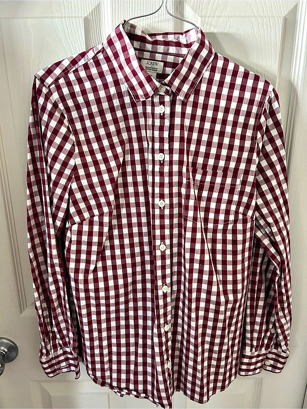 J.Crew Gingham Button Down in Red & White Medium